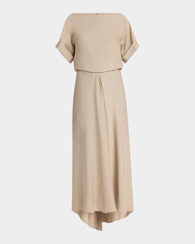 Triple Silk Georgette Hi-Low Gown